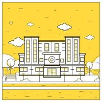 Hospital Flat Design Vector Illustration with natural environment