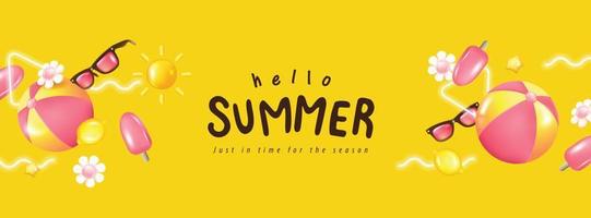 Summer banner background with beach vibes decorate vector