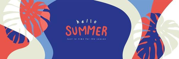 Summer background layout banner design with abstract background vector