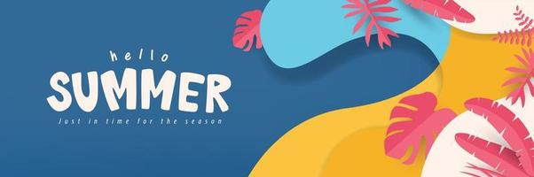 Tropical Summer background layout banner design vector