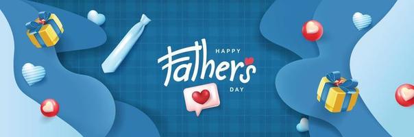 tarjeta de felicitación del día del padre con caligrafía del día del padre y artículo de regalo para papá vector