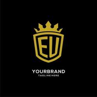 Initial EU logo shield crown style, luxury elegant monogram logo design vector