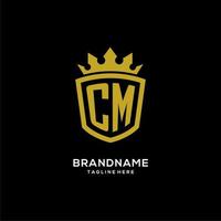 Initial CM logo shield crown style, luxury elegant monogram logo design vector