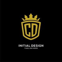 Initial CD logo shield crown style, luxury elegant monogram logo design vector