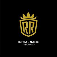 Initial RR logo shield crown style, luxury elegant monogram logo design vector