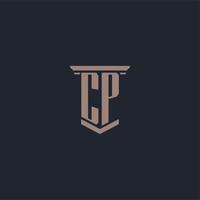 CP initial monogram logo with pillar style design vector