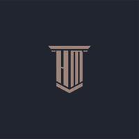 HM initial monogram logo with pillar style design vector