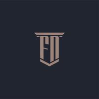 FN initial monogram logo with pillar style design vector