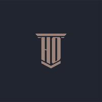 HO initial monogram logo with pillar style design vector