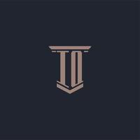 IQ initial monogram logo with pillar style design vector