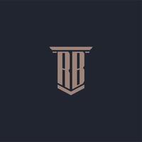 RB initial monogram logo with pillar style design vector