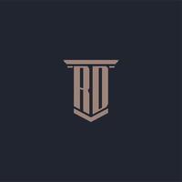 RD initial monogram logo with pillar style design vector