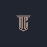 RG initial monogram logo with pillar style design vector