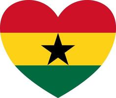 Ghana  flag in heart shape isolated  on png or transparent  background,Symbols of Ghana.Vector illustration vector