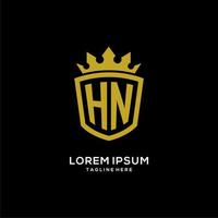 escudo de logotipo inicial hn estilo corona, diseño de logotipo de monograma elegante de lujo vector