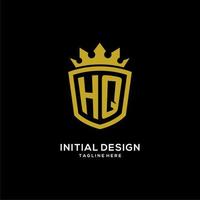 Initial HQ logo shield crown style, luxury elegant monogram logo design vector