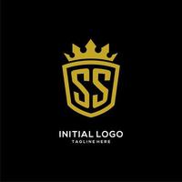 estilo de corona de escudo de logotipo inicial ss, diseño de logotipo de monograma elegante de lujo vector