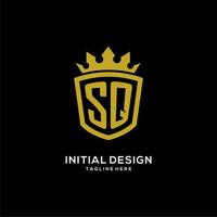 Initial SQ logo shield crown style, luxury elegant monogram logo design vector