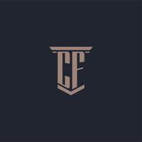 CF initial monogram logo with pillar style design vector