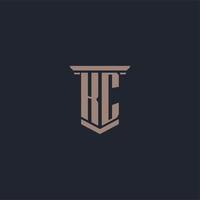 KC initial monogram logo with pillar style design vector