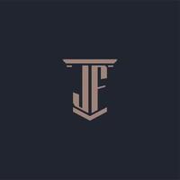 JF initial monogram logo with pillar style design vector