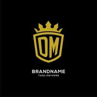 Initial DM logo shield crown style, luxury elegant monogram logo design vector
