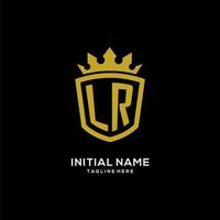 Initial LR logo shield crown style, luxury elegant monogram logo design vector