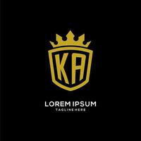 Initial KA logo shield crown style, luxury elegant monogram logo design vector