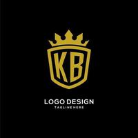 escudo de logotipo kb inicial estilo corona, diseño de logotipo de monograma elegante de lujo vector