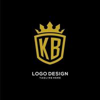 Initial KB logo shield crown style, luxury elegant monogram logo design vector