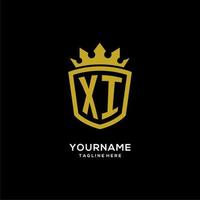 Initial XI logo shield crown style, luxury elegant monogram logo design vector