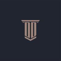 DD initial monogram logo with pillar style design vector