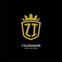 Initial ZI logo shield crown style, luxury elegant monogram logo design vector