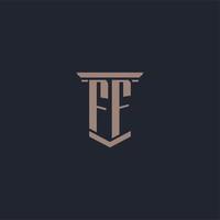FF initial monogram logo with pillar style design vector