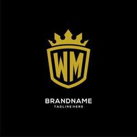 Initial WM logo shield crown style, luxury elegant monogram logo design vector