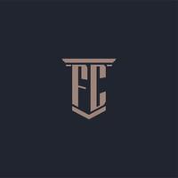 FC initial monogram logo with pillar style design vector