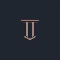 TT initial monogram logo with pillar style design vector