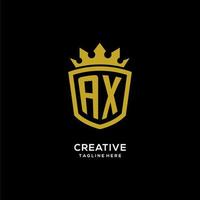 Initial AX logo shield crown style, luxury elegant monogram logo design vector