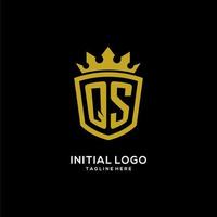 logotipo qs inicial escudo estilo corona, diseño de logotipo de monograma elegante de lujo vector