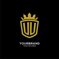 Initial UU logo shield crown style, luxury elegant monogram logo design vector