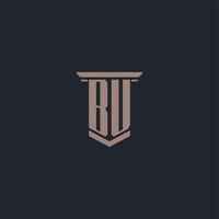 BU initial monogram logo with pillar style design vector