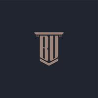 BU initial monogram logo with pillar style design vector