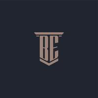 BE initial monogram logo with pillar style design vector