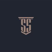 SS initial monogram logo with pillar style design vector