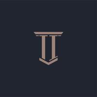 TI initial monogram logo with pillar style design vector