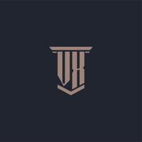 VX initial monogram logo with pillar style design vector