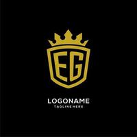 logotipo inicial, por ejemplo, estilo de corona de escudo, diseño de logotipo de monograma elegante de lujo vector