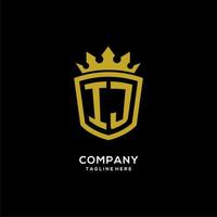 Initial IJ logo shield crown style, luxury elegant monogram logo design vector