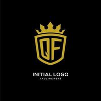 logotipo qf inicial escudo estilo corona, diseño de logotipo de monograma elegante de lujo vector