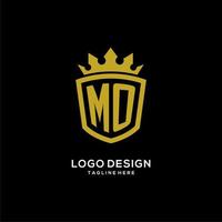 estilo de corona de escudo de logotipo mo inicial, diseño de logotipo de monograma elegante de lujo vector